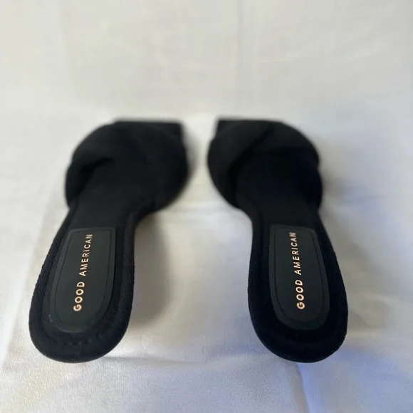 New Good American Terry Kickstand Mule Black Heels - Picture 5 of 9